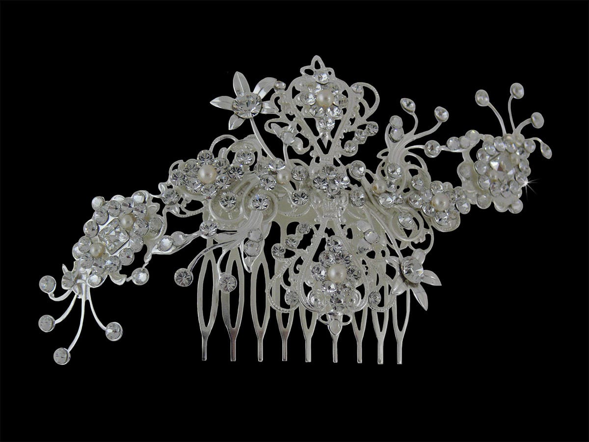 Marley Floral Diamante Hair Comb Vinka Design Accessories