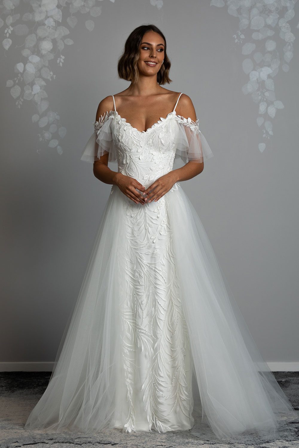 Bella French Crochet Lace Wedding Gown with Long Sleeves 2