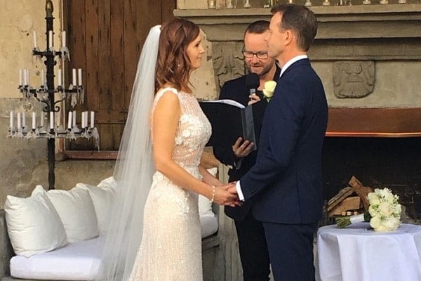 Testimonials | Vinka Design | Real Bridal Reviews from Our Clients | Karen and Blair face to face indoor ceremony