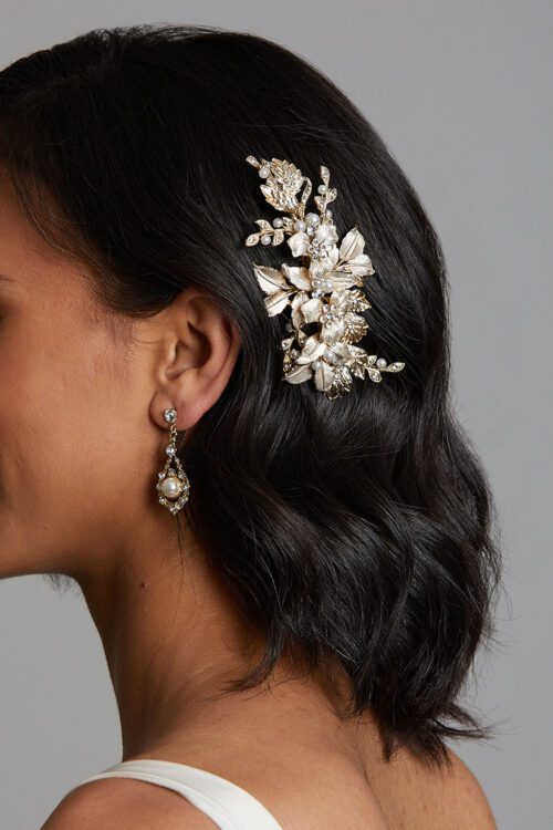 Vinka Design Bridal Accessories - Bridal headpiece - Cassandra Gold - custom made headpiece available from Vinka Design Auckland bridal store.