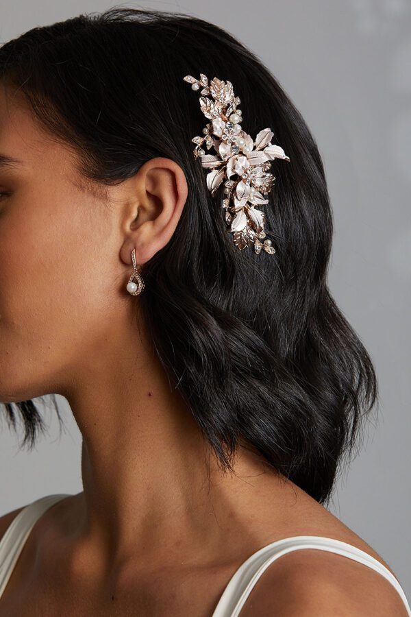 Vinka Design Bridal Accessories - Bridal headpiece - Cassandra Rose Gold - custom made headpiece available from Vinka Design Auckland bridal store.