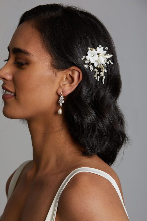Vinka Design Bridal Accessories - Bridal headpiece - Sophie Gold - custom made headpiece available from Vinka Design Auckland bridal store.